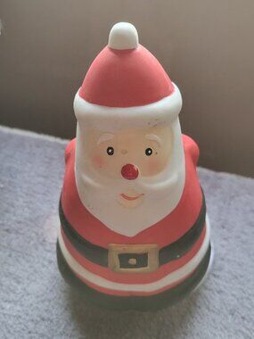 Mount Clemens Pottery Ceramic Christmas Santa Wind Up Music Box 5 3/4” TESTED